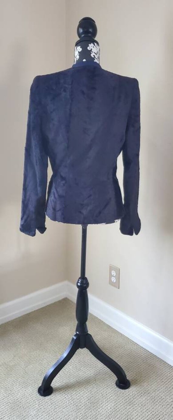 Harris & Co Sportshop Dallas Texas Mohair Navy Midnight Blue Cardigan Sweater Grosgrain Trimmed Lined Tailored 1950s Department Store Small View 3