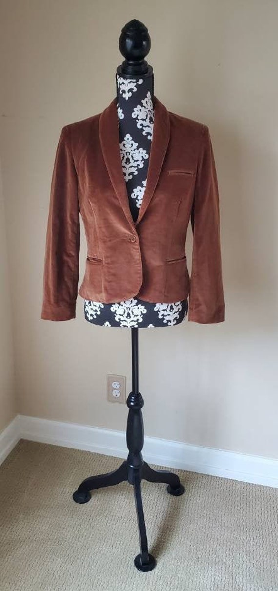 Paula Saker Brown Velvet Blazer Coat Jacket Bronze