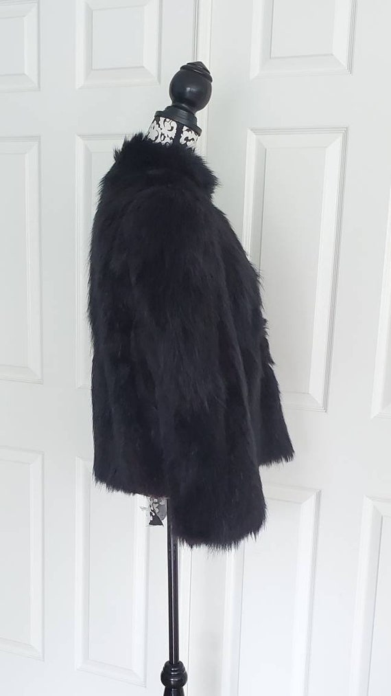 Black Skunk Fur Over Coat Jacket Vintage 1960s Si… - image 5