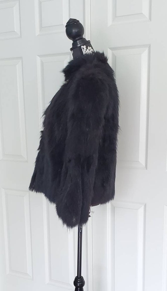 Black Skunk Fur Over Coat Jacket Vintage 1960s Si… - image 3