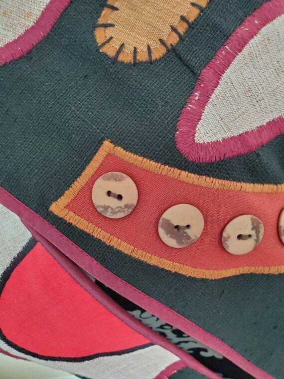 Cotton Linen Patchwork Unique Applique Stitch Rag… - image 5