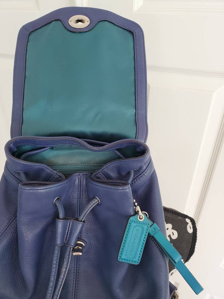 Coach Park Leather Backpack French Blue Royal Teal Lining