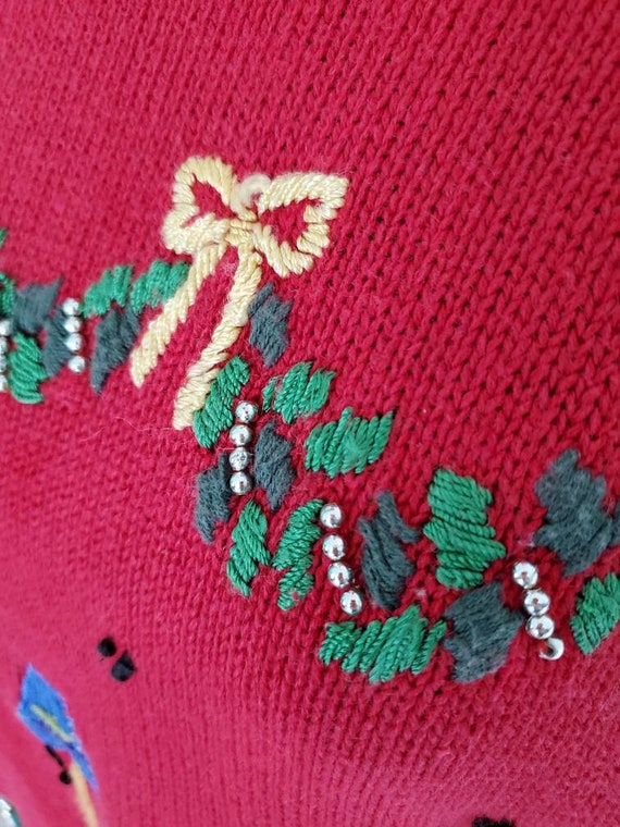 Ohi Ugly Christmas Sweater Red Knit Embroidery Ho… - image 5