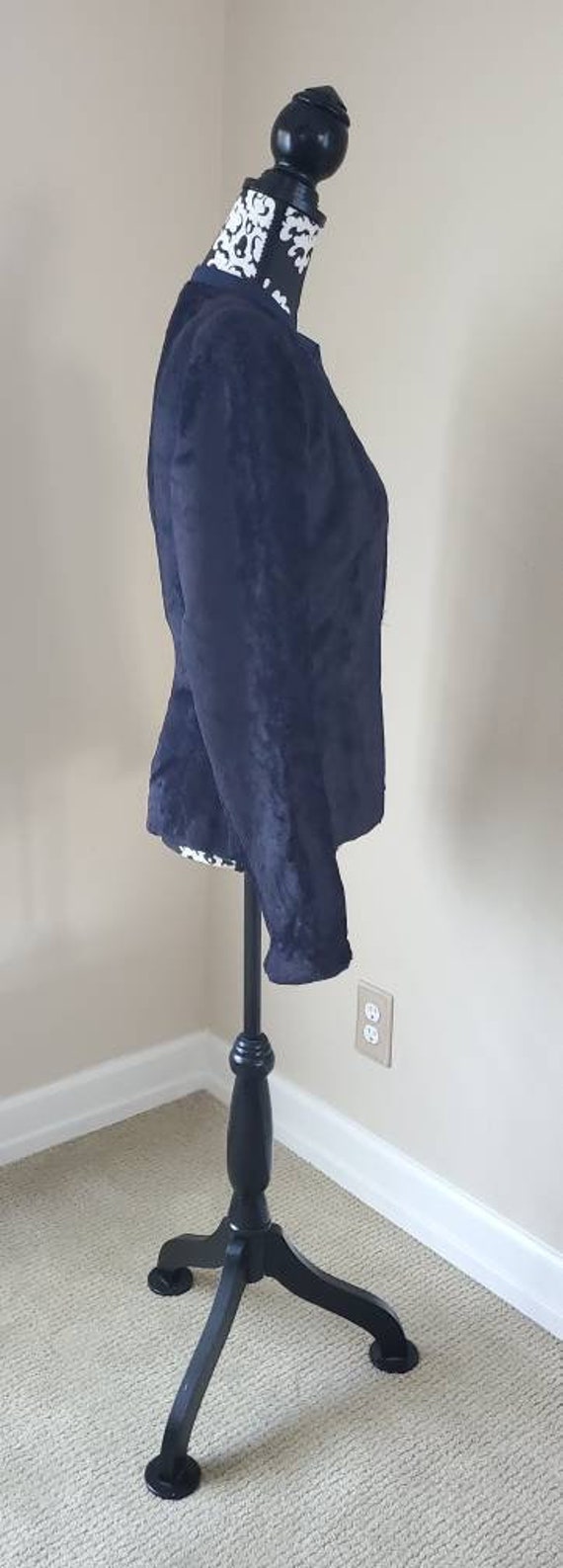 Harris & Co Sportshop Dallas Texas Mohair Navy Midnight Blue Cardigan Sweater Grosgrain Trimmed Lined Tailored 1950s Department Store Small View 2