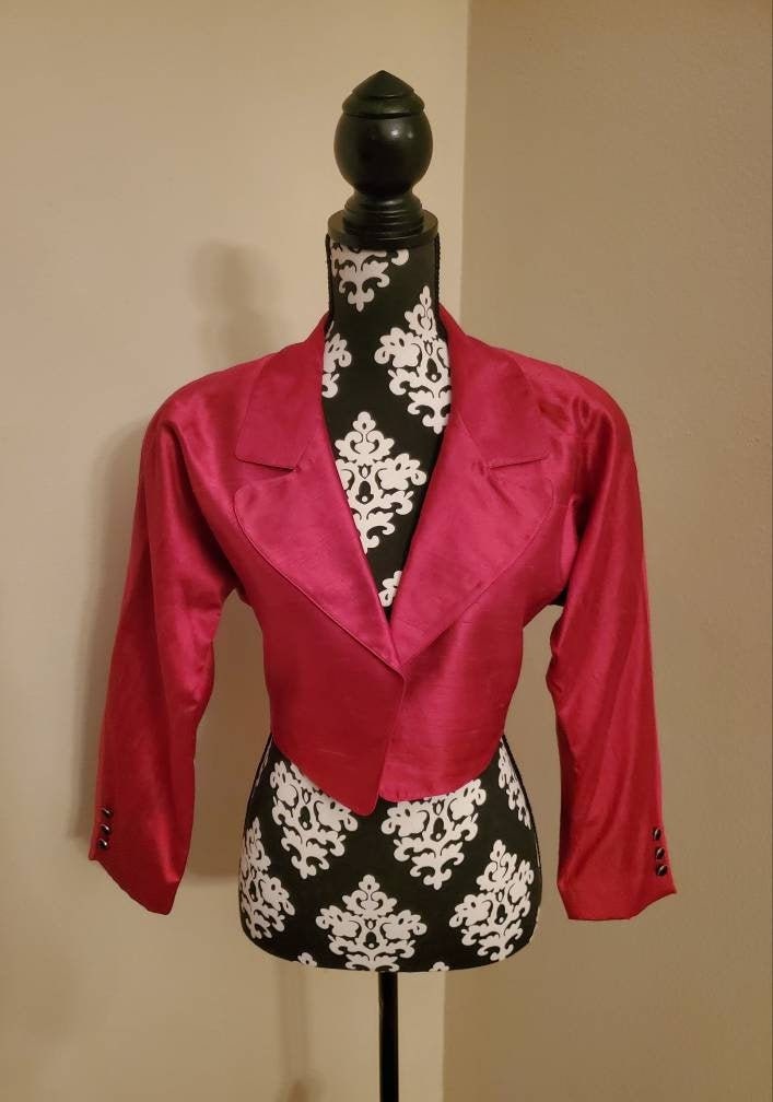 Red Bolero Jacket With Pockets Cathay Ruby Red Bolero Cropped Coat