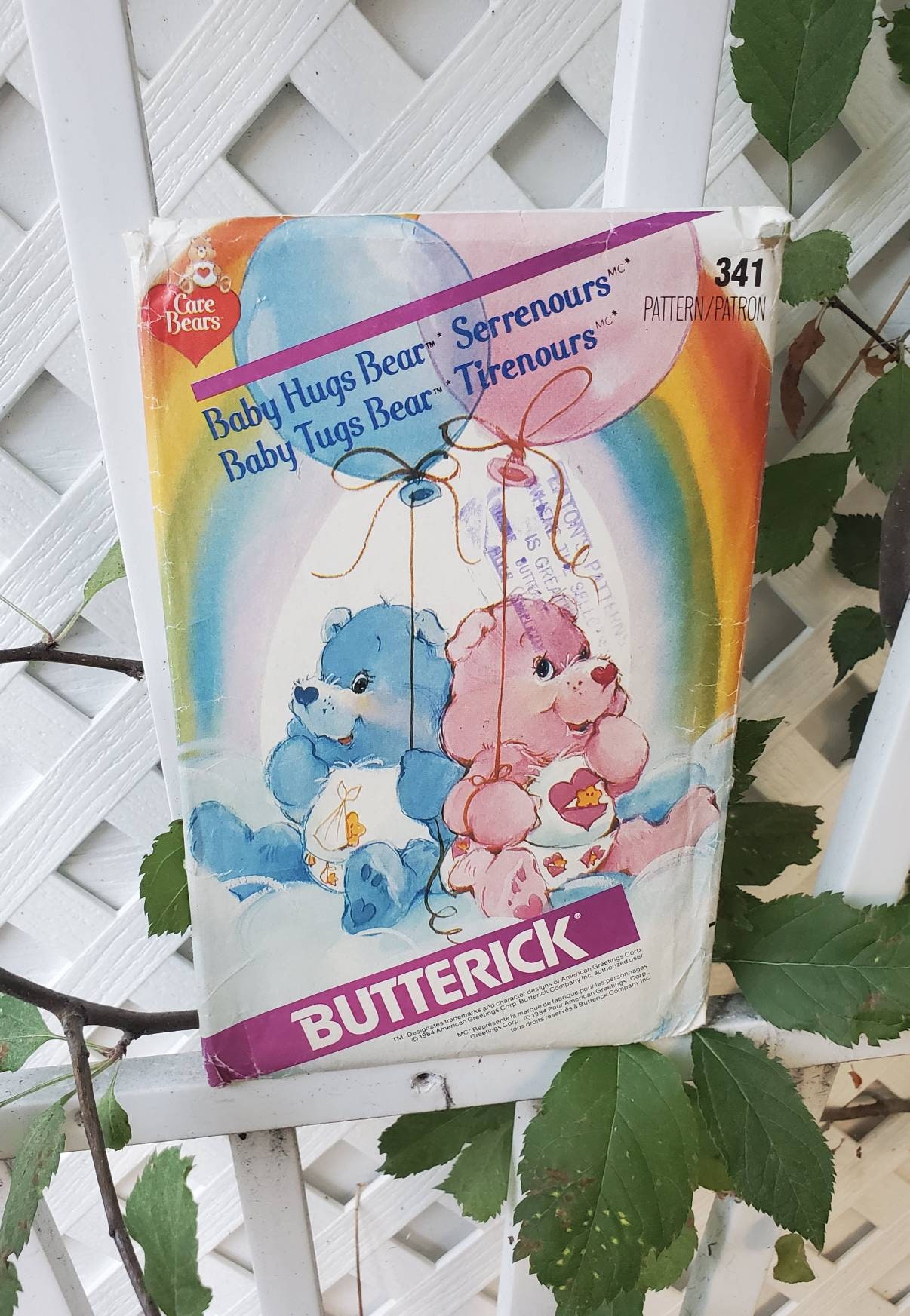 Baby Tugs Hugs Care Bear W/ Diaper Nappy Butterick 341 Vintage OOP
