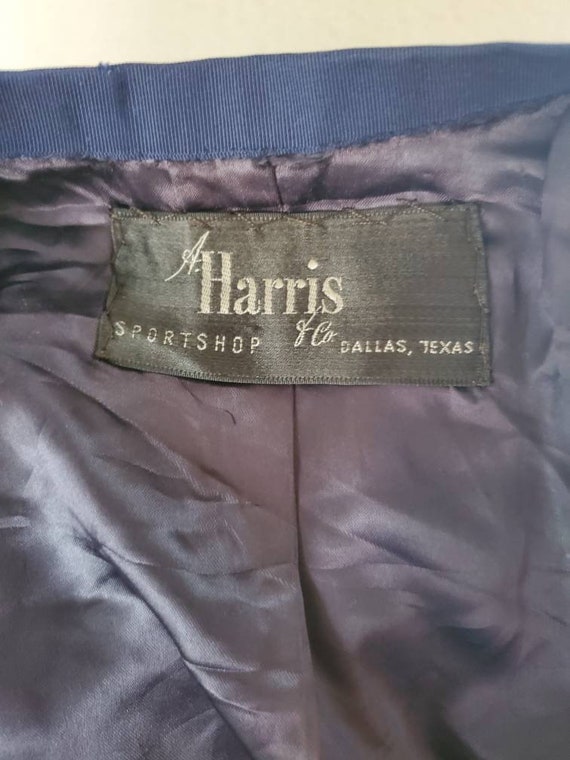 Harris & Co Sportshop Dallas Texas Mohair Navy Midnight Blue Cardigan Sweater Grosgrain Trimmed Lined Tailored 1950s Department Store Small View 6