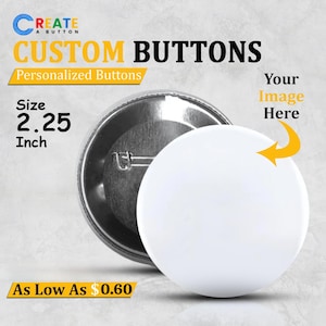 CUSTOM PIN BUTTONS - Branded Logo Badges, Bulk Name Tags, Promotional Photo Pins, Personalized Marketing Buttons, Event Giveaways, Name Tag