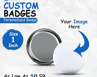 Custom Photo Badge: 1" Flat Back Recycled Metal Button for Crafts