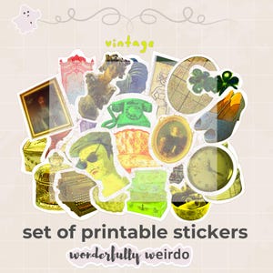 Vintage Style Printable Sticker Bundle for Scrapbooking Journaling and Planners