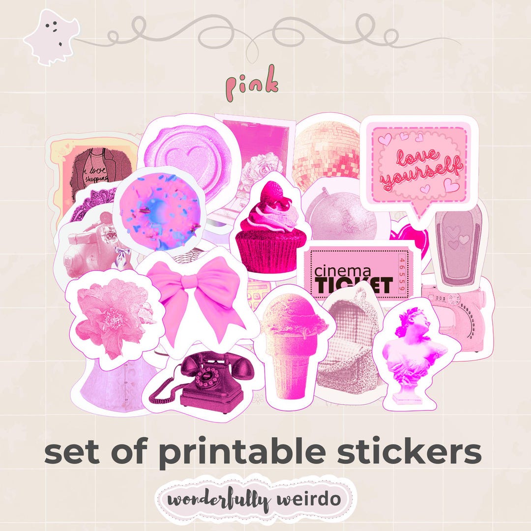 Sticker Pink Print Pink Sticker Bundle | Planner Stickers, Scrapbook (digital Download - Etsy