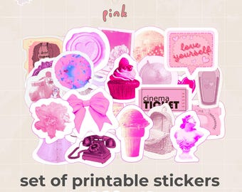 Pink Sticker Bundle | Planner Stickers, Scrapbook (Digital Download