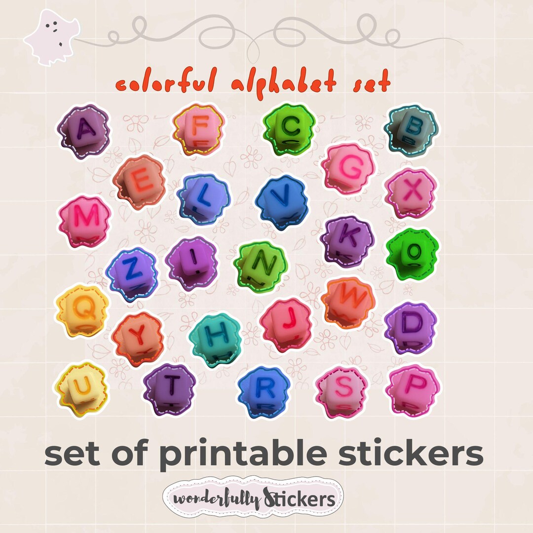 Printable Colorful Alphabet Stickers: Crafting & Journaling (A4 PDF ...