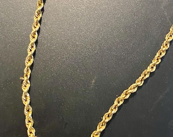14K Gold Michael Anthony Rope Chain | 27” Long, 3mm Thick | Lightweight 3g Gold Necklace | Vintage Unisex Fine Jewelry