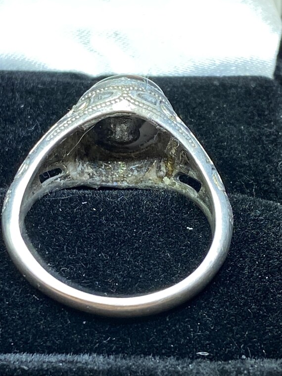 Sterling Silver Art Deco Ring – Simulated Oval Ge… - image 5