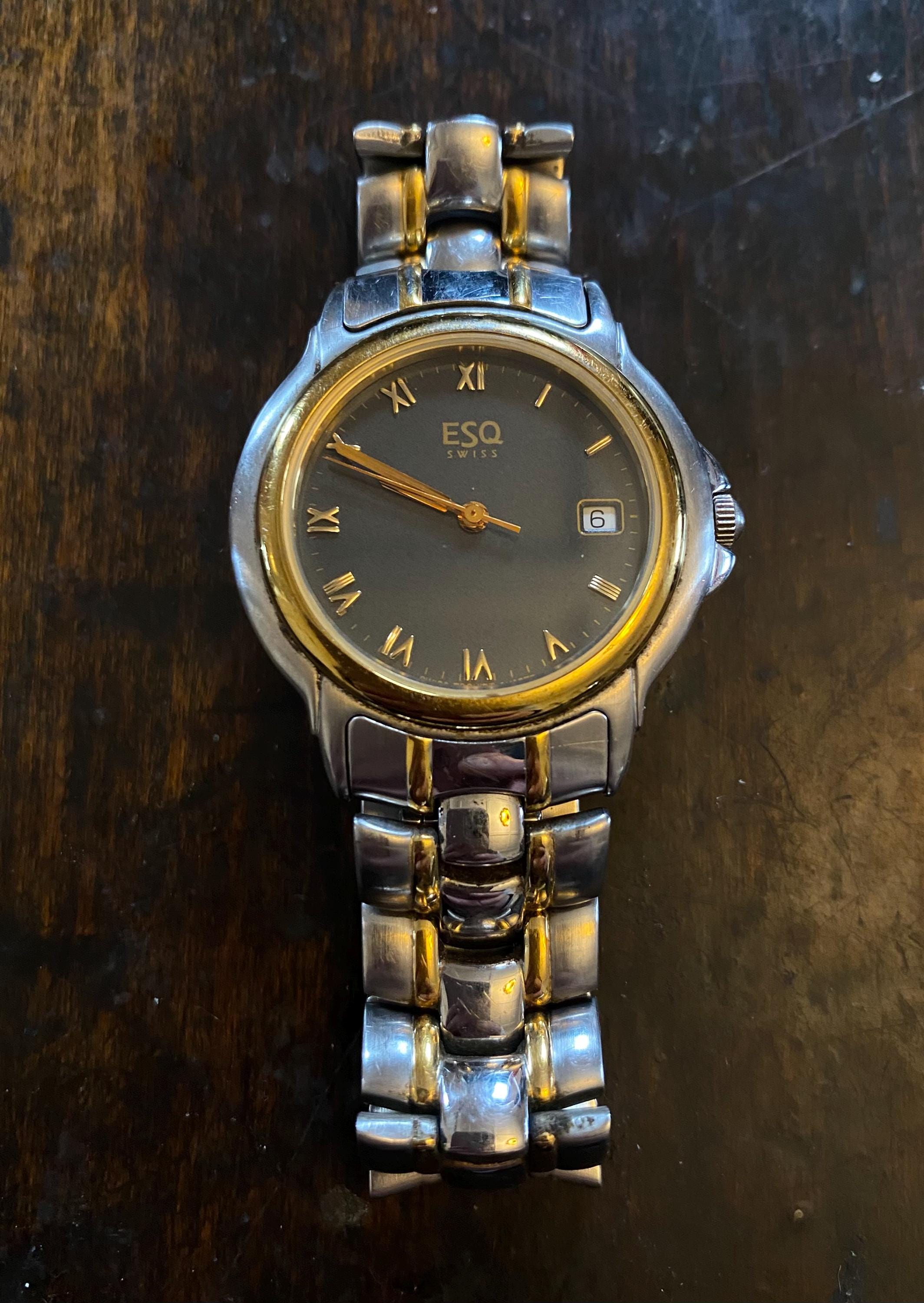 Vintage ESQ E5147 Ladies\' 25mm Crystal Accent Stainless Steel Watch. New Batt Vintage Esq Watch - Etsy main image 3