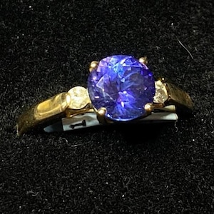14K Gold 1.3ct Tanzanite & 1.2ctw Diamond Ring – Size 6, 3g Elegant Sparkle with Rare Gemstone