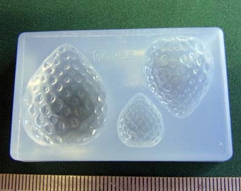 Strawberry soft mold. Floree miniature fruit mould/mold. Three sizes of strawberries