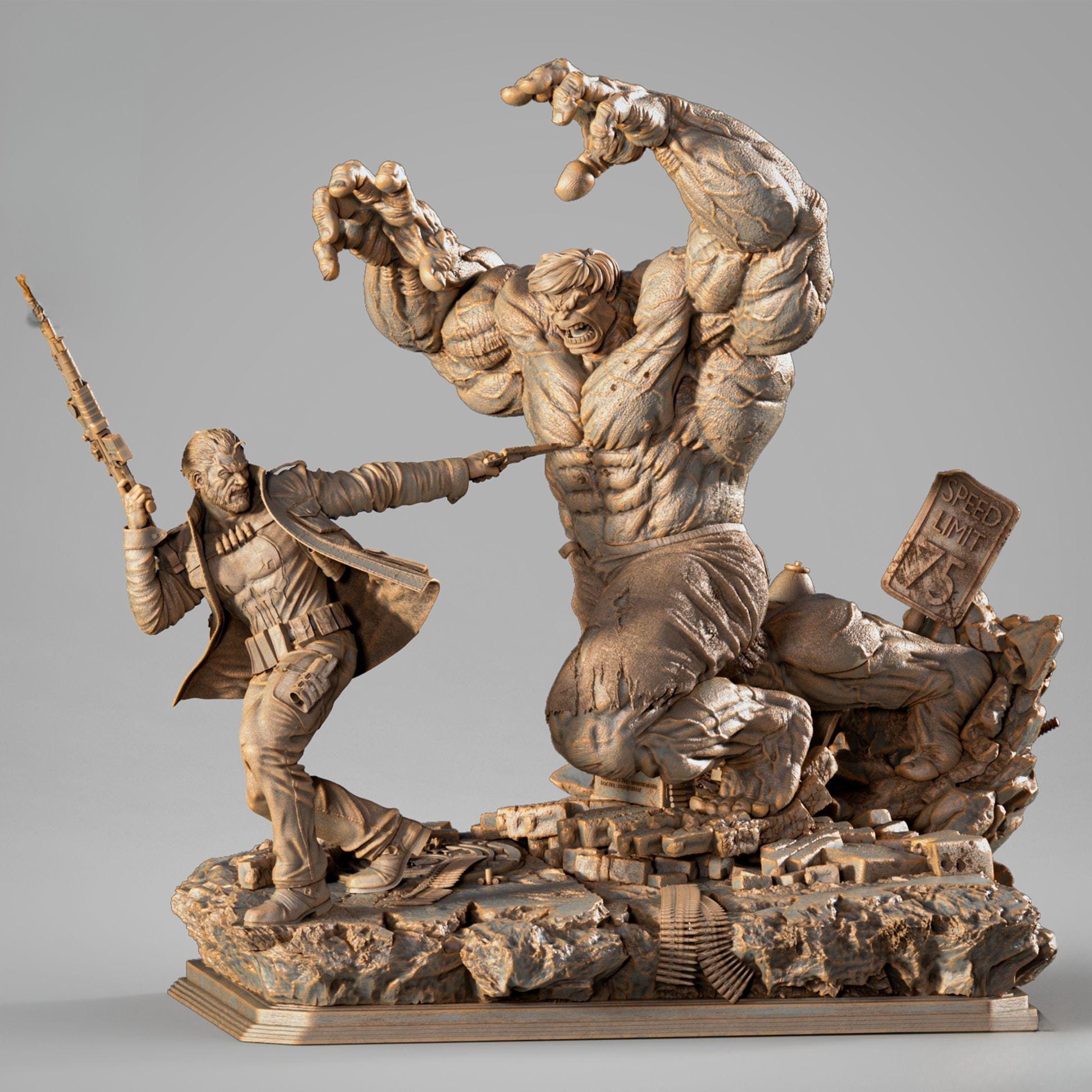 The Punisher VS The Incredible Hulk Diorama STL