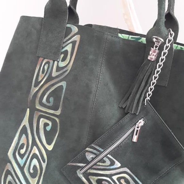sac  peint à la main motif polynésien tissu tahitien