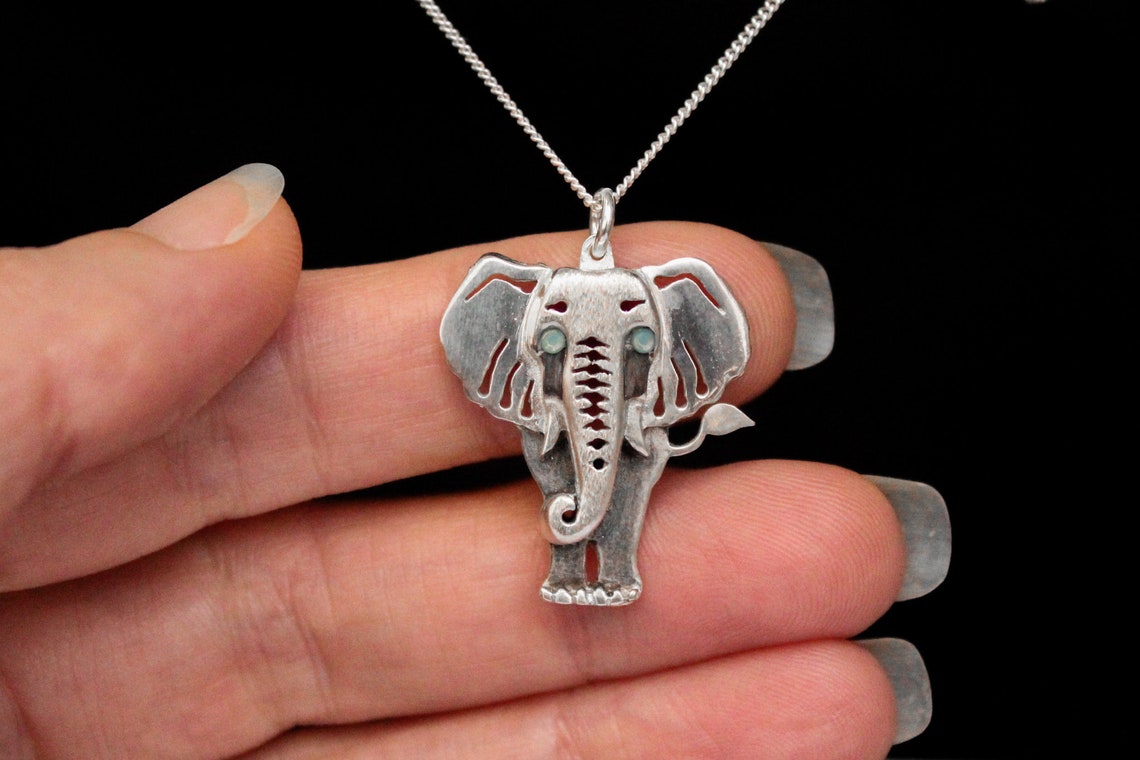 Sterling Silver Elephant Necklace Elephant Pendant Elephant Etsy