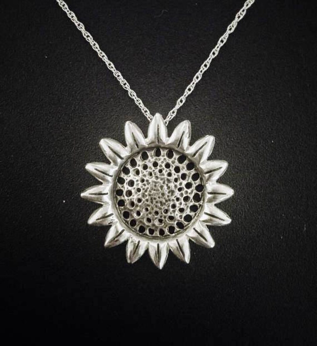 Sterling Silver Sunflower Necklace Sunflower Jewelry Flower Etsy