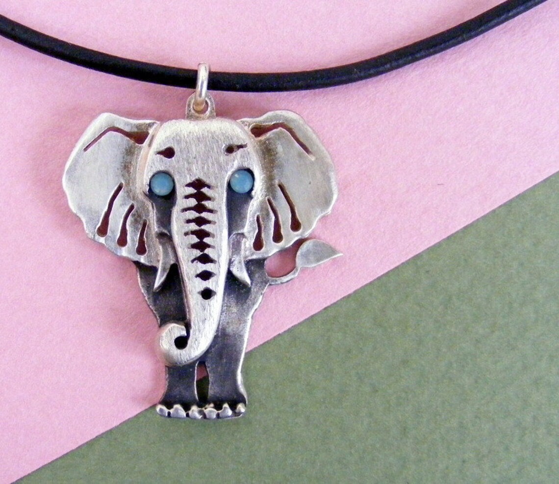 Sterling Silver Elephant Necklace Elephant Pendant Elephant Etsy