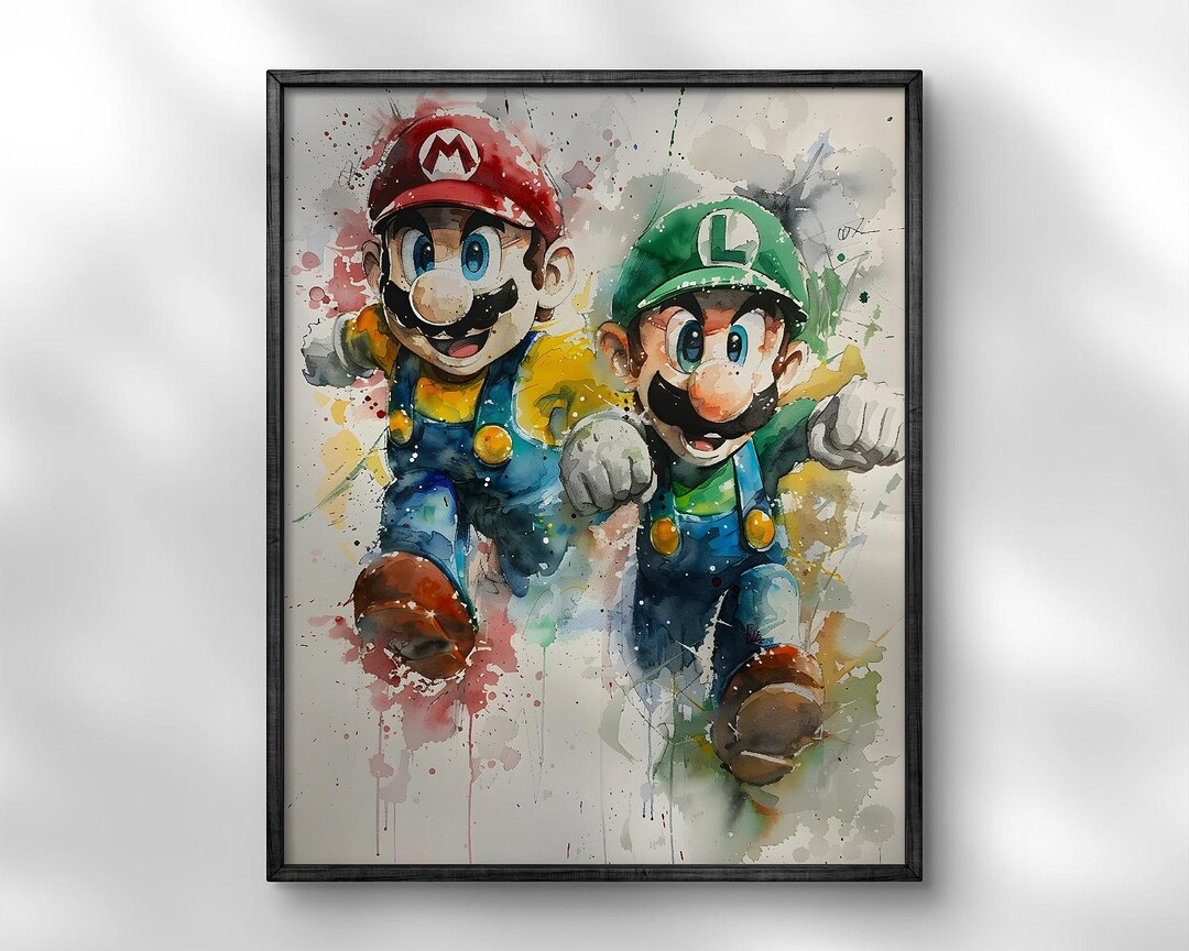 Mario and Luigi Watercolor Art Print – Super Mario Bros Wall Decor ...
