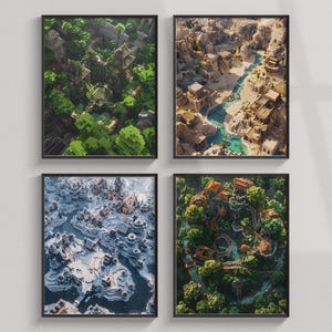 Minecraft-muurkunst met kaarten, set Minecraft-landschappenprints, pixelvideogameposter, kinderkamerdecoratie, Minecraft-clipart, Minecraft-afbeelding