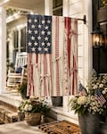 Rustic American Flag Outdoor Flag with Rod Pocket, Patriotic Farmhouse Garden D\u00e9cor