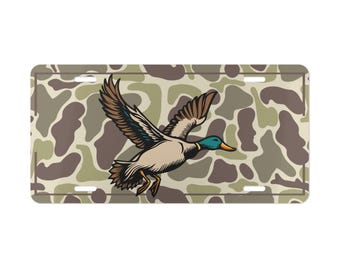 Camouflage Duck Aluminum Vanity Plate: Outdoorsy Car Decor