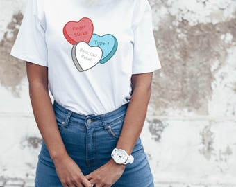 Conversation Hearts Type 1 Diabetes PNG, Valentine&#39;s Day, Humorous Valentines PNG {Sublimation, Prints, Cricut, Silhouette}