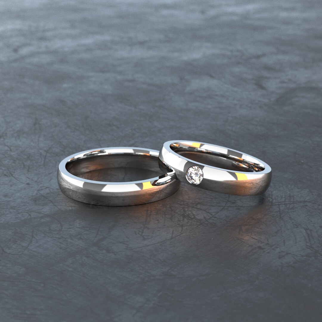 Simple Chic Rings Simple and Chic Titanium Ring, Polished With Zirconia Stone in a Women ...