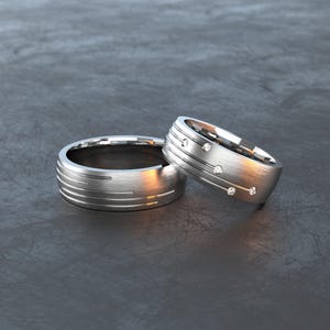 Sternschnuppen Ring aus Titan - Titanium Partnerringe, Freundschaftsringe, Eheringe, Trauringe / Verlobungsringe - T006