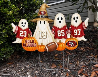 Letrero de jardín fantasma de los San Francisco 49ers / Decoración de Halloween para exteriores con temática de fútbol americano