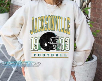 Jacksonville Football Vintage 1993 Sweatshirt, Retro Black Helmet Crewneck, Classic Jacksonville Fan Shirt, Old School Game Day Gift