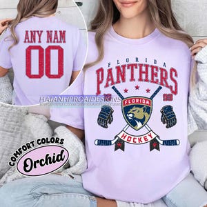 Personalized Comfort Colors® Florida Panthers T-Shirt | Comfort Colors T-Shirt for Hockey Fans | Custom Number | Retro Team Shirt