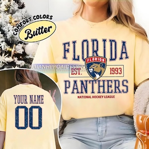 Comfort Colors® Florida Panthers T-Shirt | Custom Name and Number Tee | Vintage Hockey Fan Gift | Personalized Game Day Shirt
