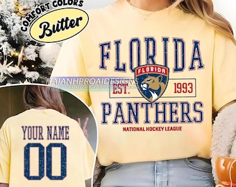 Comfort Colors® Florida Panthers T-Shirt | Custom Name and Number Tee | Vintage Hockey Fan Gift | Personalized Game Day Shirt