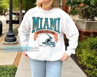 Miami Football Vintage Style Shirt, Game Day Tee, Sunday Miami Football Sweatshirt, Miami Football Fan Shirt, Miami Team Rugby Gift