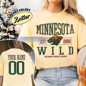Comfort Colors® Minnesota Wild T-Shirt | Custom Name and Number Tee | Vintage Hockey Fan Gift | Personalized Game Day Shirt