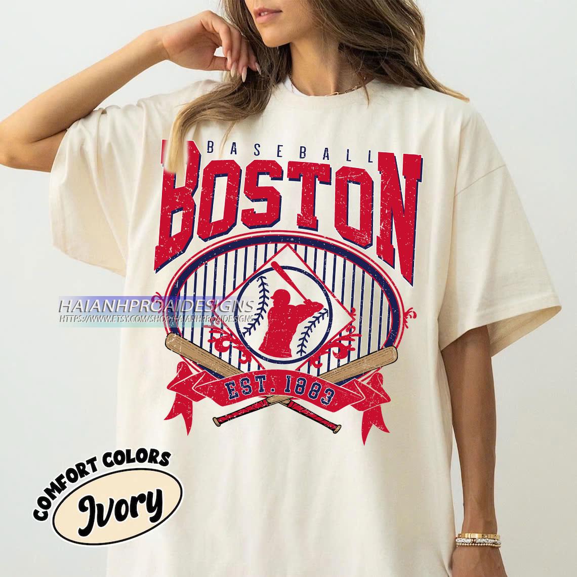 Retro Boston Baseball Shirt, Comfort Colors® Shirt, Baseball Boston T-shirt, Boston Fan Gift