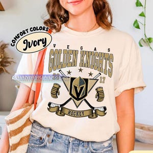 Vintage Vegas Golden Knights Shirt | Comfort Colors Hockey Tee | Retro Hockey Fan Shirt for Game Day