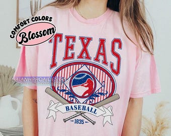 Texas Baseball Shirt, Vintage Sports T-Shirt, Comfort Colors Graphic Tee, Retro Distressed Baseball Fan Gift