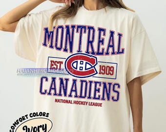 Comfort Colors® Montreal Canadiens Hockey T-shirt, Custom Vintage Graphic Tee, Montreal Hockey Gift For Fan
