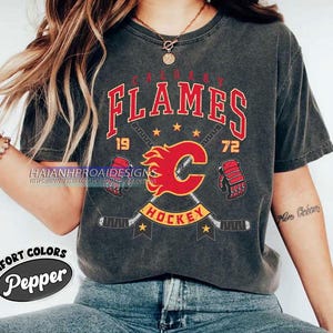 Calgary Flames Hockey Comfort Colors T-shirt, Unisex Tee Shirt for Sports Fans, Graphic Sports Tee, Flames Team Shirt, Hockey Fan