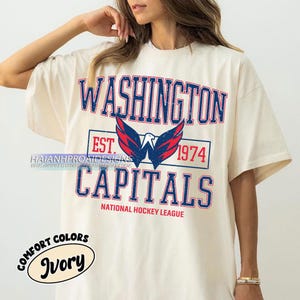 Comfort Colors® Washington Capitals Hockey T-shirt, Custom Vintage Graphic Tee, Washingto Hockey Gift For Fan