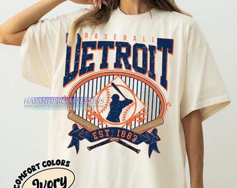 Retro Detroit Baseball Shirt, Comfort Colors®  Shirt, Baseball Detroit T-shirt, Detroit Fan Gift