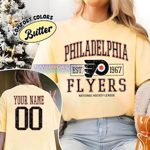 Comfort Colors® Philadelphia Flyers T-Shirt | Custom Name and Number Tee | Vintage Hockey Fan Gift | Personalized Game Day Shirt