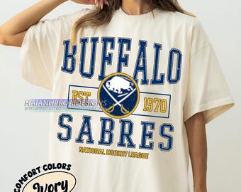 Comfort Colors® Buffalo Sabres Hockey T-shirt, Custom Vintage Graphic Tee, Buffalo Hockey Gift For Fan
